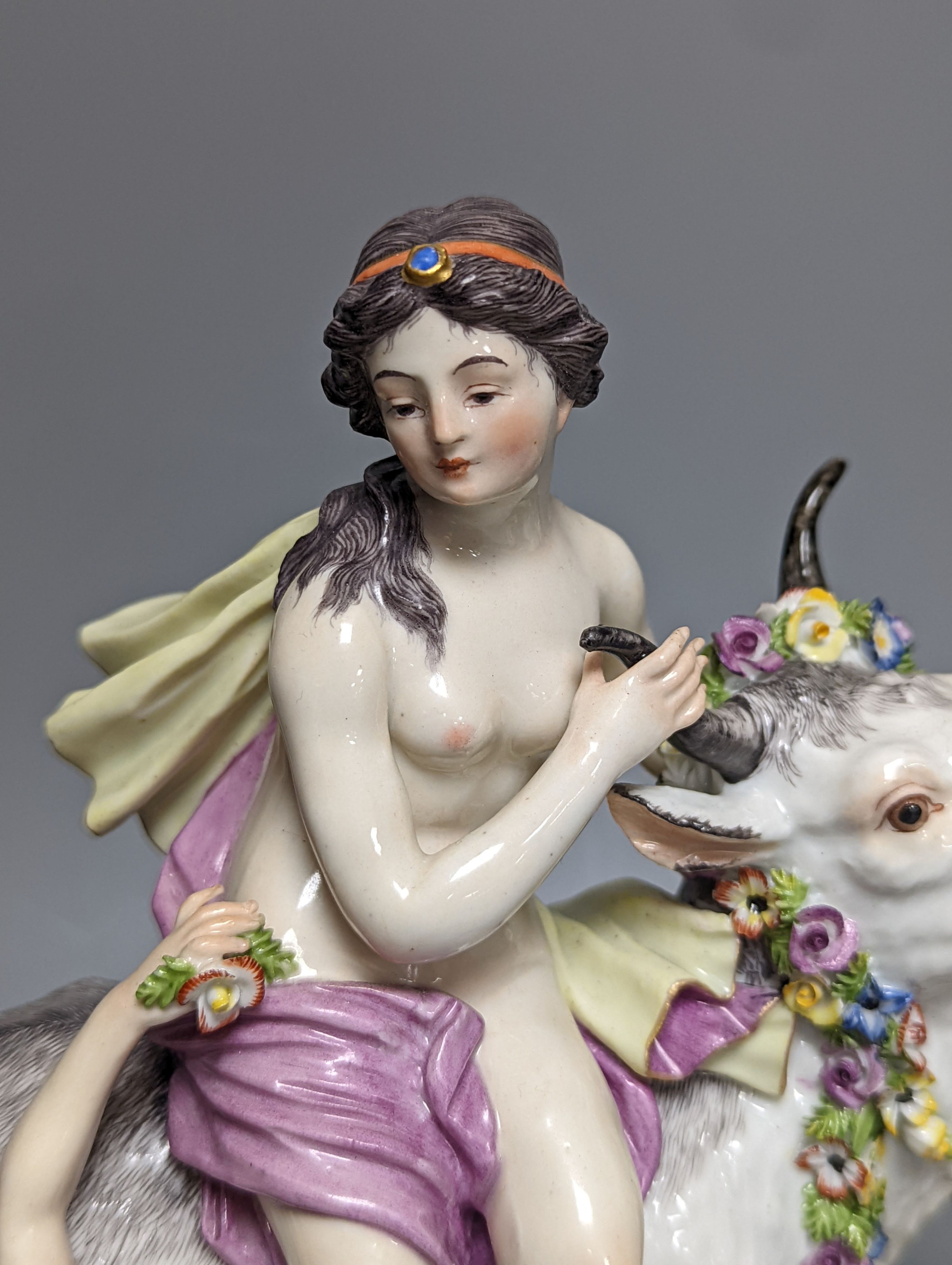 AcLudwigsburg porcelain figural group Europa and the Bull, late 19th century, 23cm